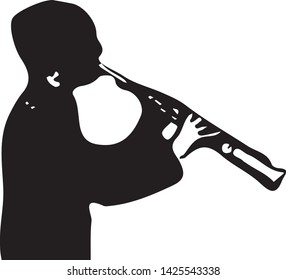 Black And White Soprano Sax Player Vector