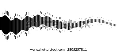 Black and White Sound Wave Vector Illustration, Abstract Audio Equalizer Bars, Digital Music Signal Amplitude, Voice Recording Frequency Element Isolated on White Background