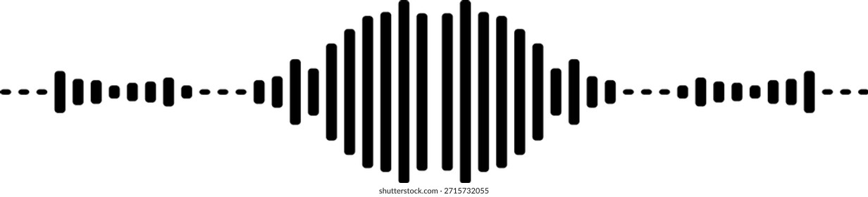 Visualización de ondas de sonido en blanco y negro, gráfico de señal de audio, barras de ecualizador, representación abstracta de voz o volumen de música
