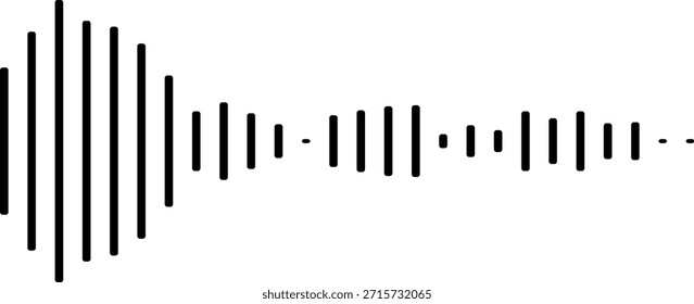 Black and white sound wave visualization, abstract audio signal or voice recording representation, simple graphic design element