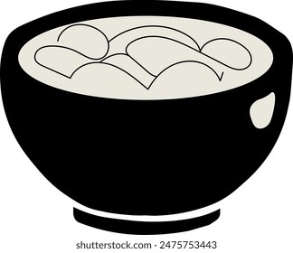 Black and White Soup Bowl Illustration