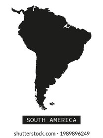 Black and white South America map vector