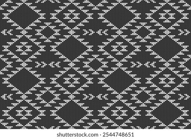 Preto e branco Southwestern frisado diamantes astecas kilim padrão vetor. Vintage tribal nativo Aztec contas contraste sem emenda padrão.