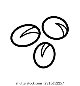 Black and white soya beans vector icon illustration isolated on square white background. Simple flat minimalist outlined cartoon art style food drawing.