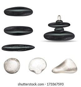 black and white spa stones set for design