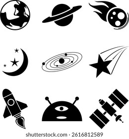 
black and white space icon