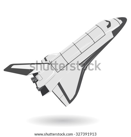 Black and white space shuttle on white. Nice American flighting spaceship.