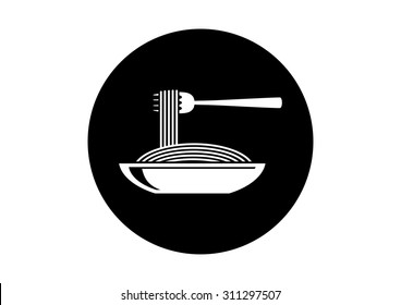 Black and white spaghetti icon on white background    