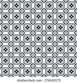 black and white spanish flower tile pattern. seamless vector background. each detail in separate layer.