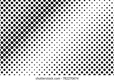 Black white sparse faded dotted gradient. Half tone vector background. Greyscale dotted halftone. Abstract monochrome texture. Black ink dot on transparent backdrop. Pop art dotwork. Retro design 