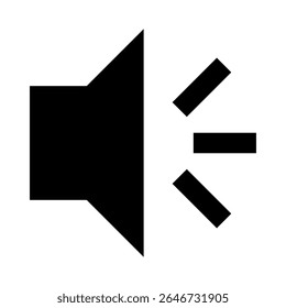 Black and white speaker icon with sound waves. Represents audio, volume, or notification in modern digital interfaces and designs