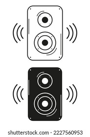 Black And White Speakers Icon Flat Design Vector