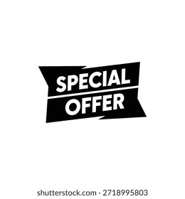 Black and white special offer text icon representing promotion or sale event