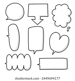 Black and white speech bubble balloon, icon sticker memo keyword planner text box banner, flat vector illustration design isolated