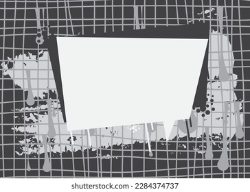 Schwarz-Weiß-Sprechblase, Graffiti-Hintergrund. Städtischer Malstil. Abstraktes Diskussionssymbol in der modernen schmutzigen Street Art Dekoration.