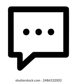 Icono de burbuja de voz en blanco y negro con tres puntos. Ilustración vectorial