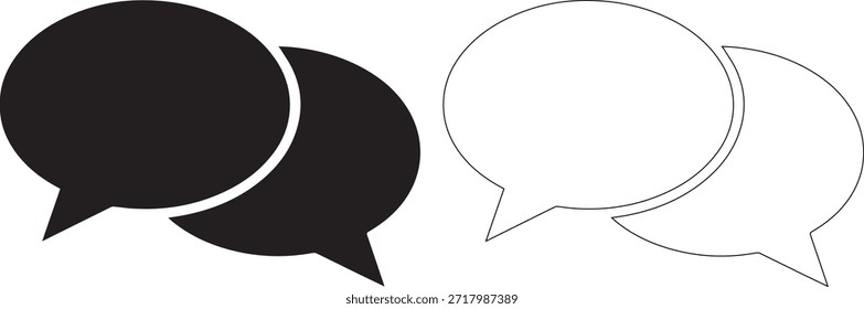 Burbujas de discurso en blanco y negro para chat y diálogo, Elementos de diseño simples y modernos para conversar y comunicarse