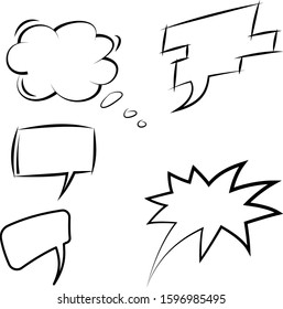 Black and white speech bubbles, cloud footnote