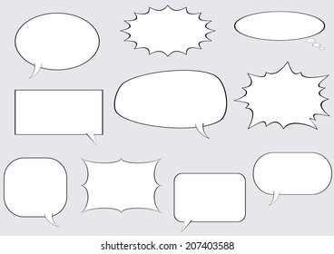 black and white speech bubbles comic template. vector illustration