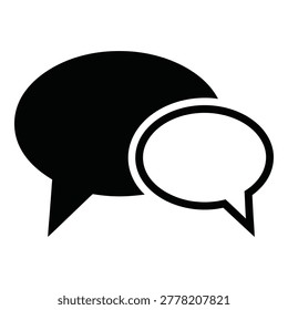Black and white speech bubbles for conversation and communication online simple icons icon