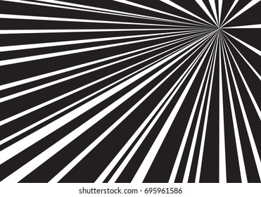 Black white speed line zoom background vector illustration.