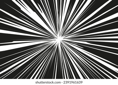 Black and white speed lines background. Abstract motion background. Vector illustration.
