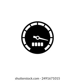 Black and white speedometer icon for dashboard interface design.