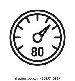 Black and White Speedometer Icon Eighty Reading gauge