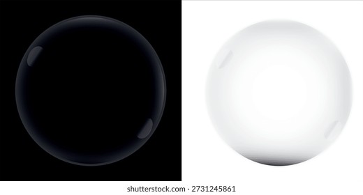 Comparação de esferas em preto e branco - representação abstrata de opostos ou equilíbrio