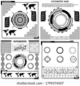 black and white spheres for the futuristic user interface HUD - Shutterstock ID 1799374507