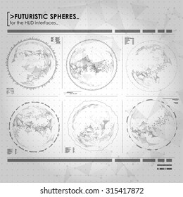 black and white spheres for the futuristic user interface HUD