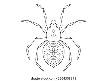 Black and White Spider Clipart Vector isolated on White Background. Coloring Page of a Spider