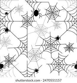 Black and white spider halloween festival background vector