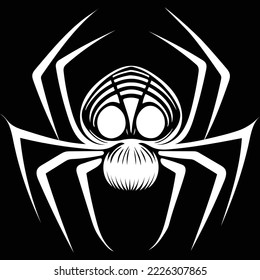 black and white spider icon, logo, vector