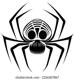 black and white spider icon, logo, vector