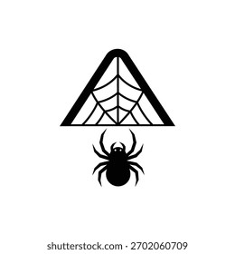Ícone de aranha preto e branco com design parcial da Web para o Halloween