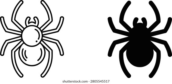 Black and white spider silhouette icon vector illustration