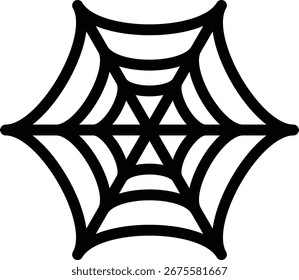 Icono de línea de Web de araña en blanco y negro