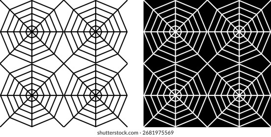 black and white spider web pattern. vector illustration