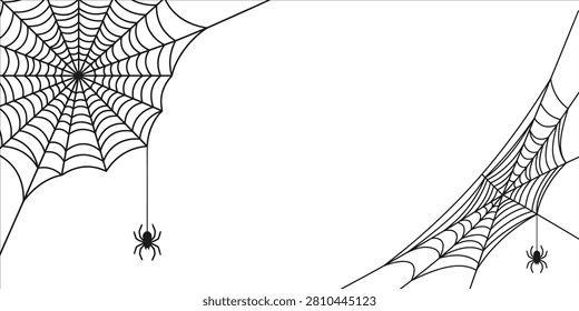 Black and white spider webs and spiders graphic illustration with illustration monochrome halloween arachnid wildlife minimalist decoration creative backyard horrific artistic