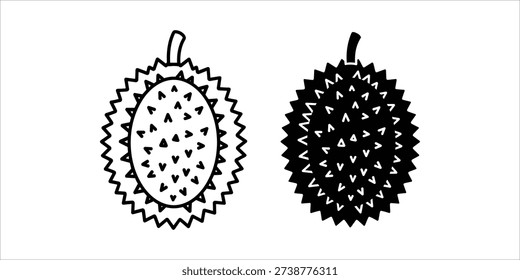 Black and white spiky durian fruit monochrome