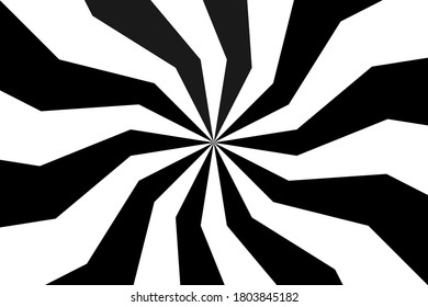 Black and white spiral background, swirling radial pattern, abstract vector illustration