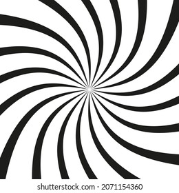 Black and white spiral background, swirling radial pattern, abstract vector illustration.Beautiful design template for wallpaper design.