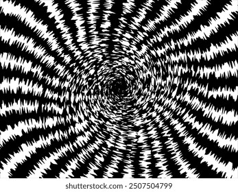 Black and white spiral background, swirling radial pattern, abstract vector illustration