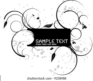 Black and white spiral floral background with room for your own text