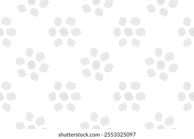 Schwarz-weißes Spiralblumenmuster mit gleichmäßig verteilten Clustern, perfekt für Kinder Färbung Aktivitäten.