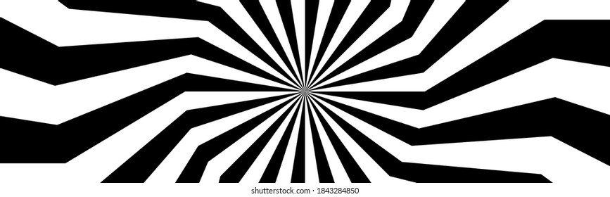 Black and white spiral header. Swirling radial banner. Abstract vector illustration