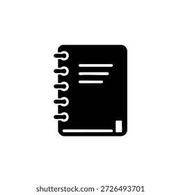 Black and white spiral notebook book icon isolated on white background education diary planner vector illustration