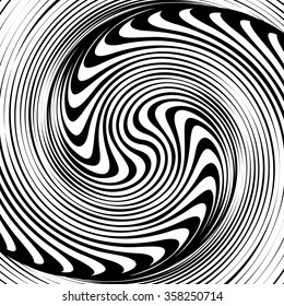 Black and white spiral optical illusion