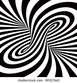 A black and white spiral optical illusion